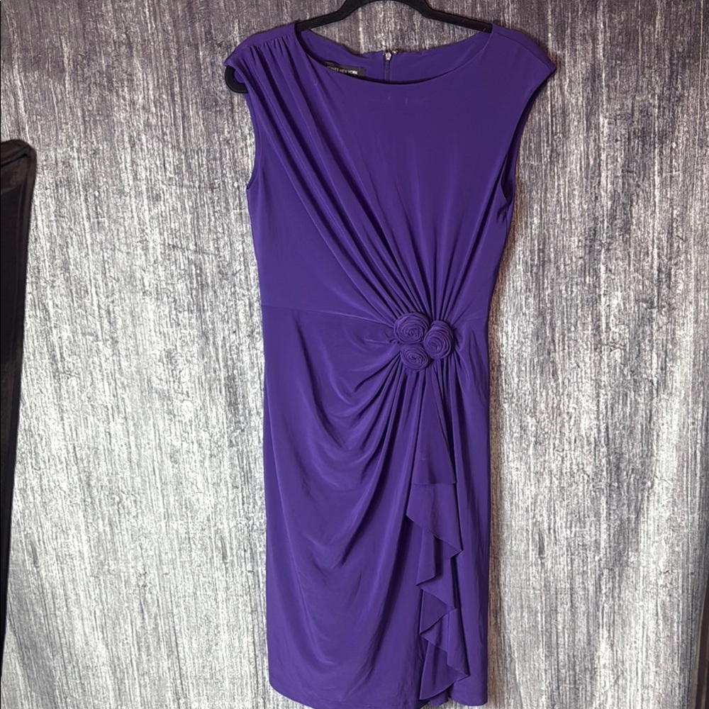Jones New York Purple Ruched Asymmetrical Sheath Dress